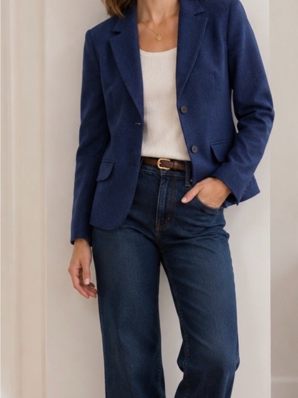 Pendleton Navy Tailored Single Button Open Pocket Blazer